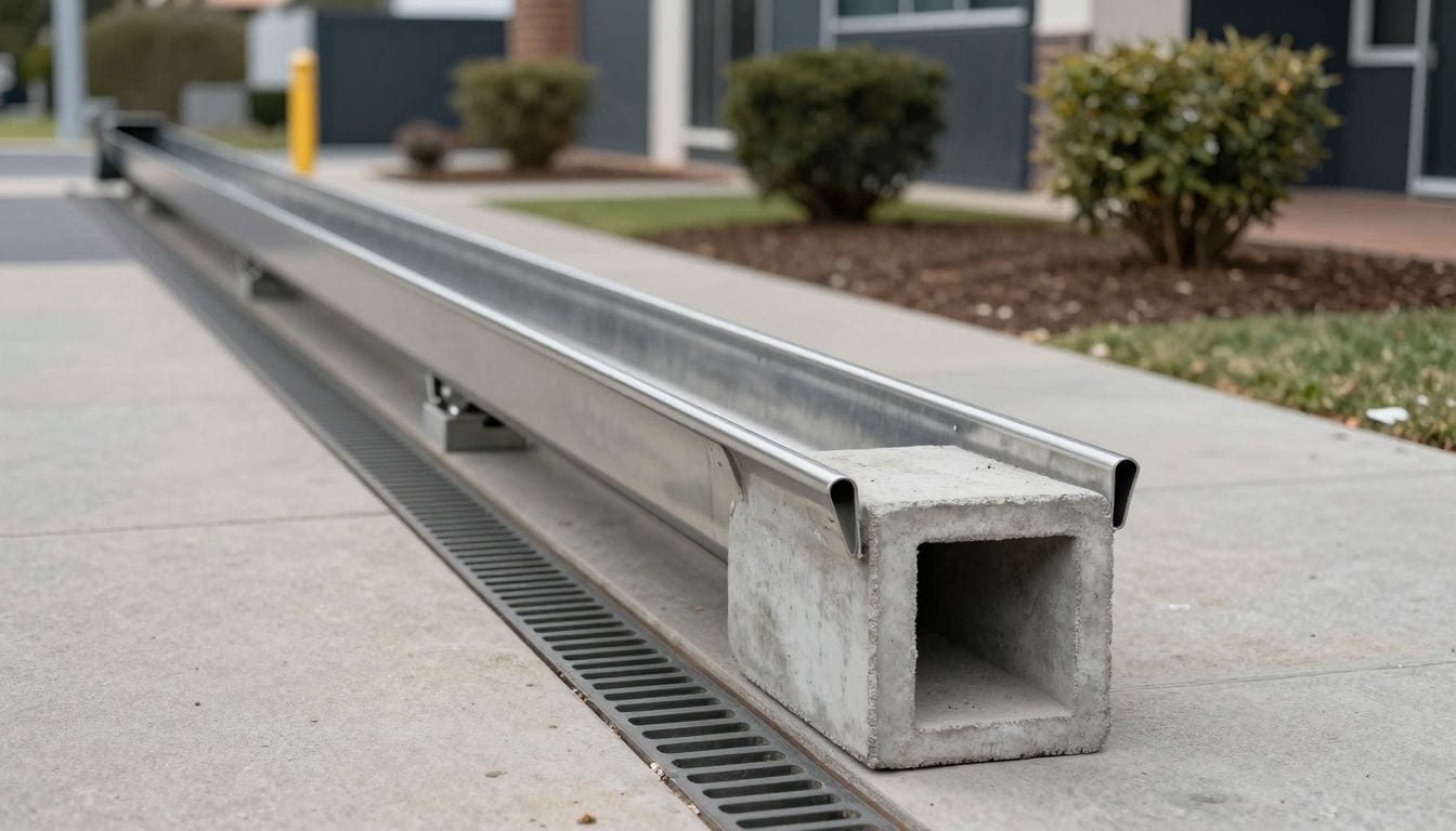 Stainless steel drainage channel versus boxed (cast in situ) concrete drain, installation in commercial Australian setting